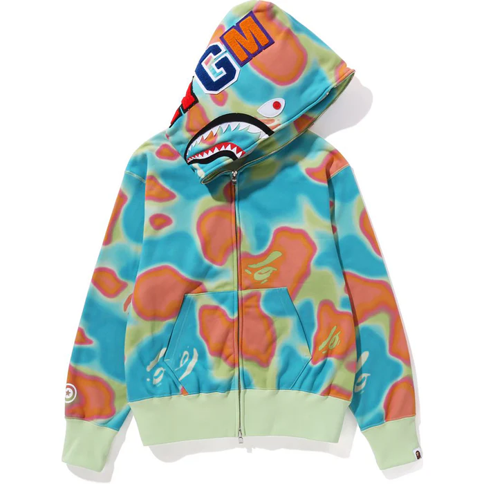 BAPE LIQUID CAMO SHARK FULL ZIP HOODIE WIDE FIT LADIES缩略图